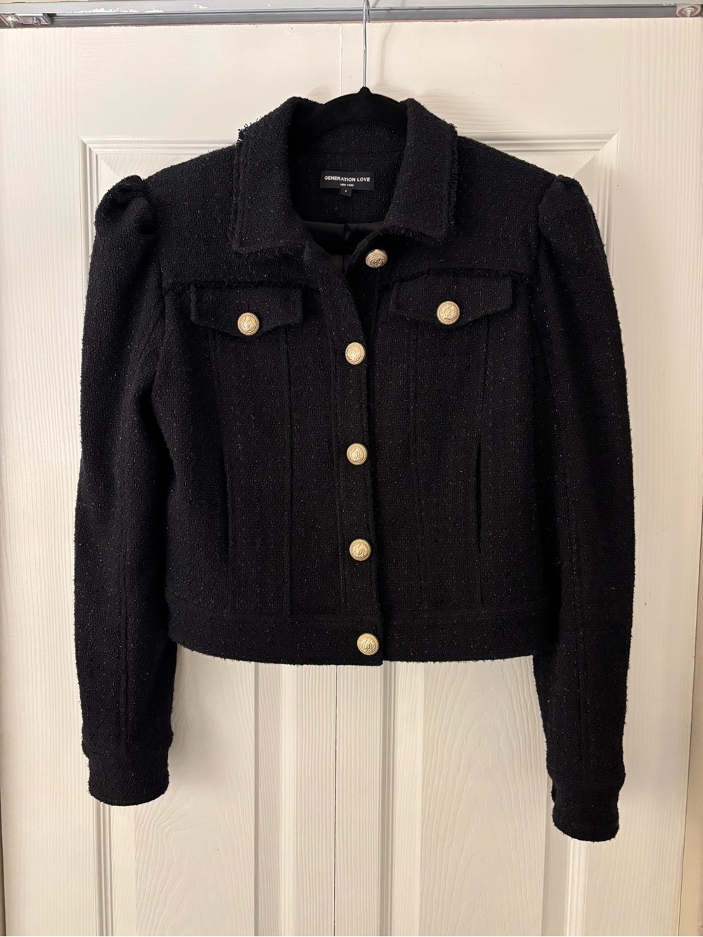 🖤 Generation Love New York Black Tweed Trucker Jacket 🖤 - Picture 3 of 7